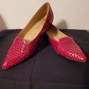 Bellini red faux croc flat shoes